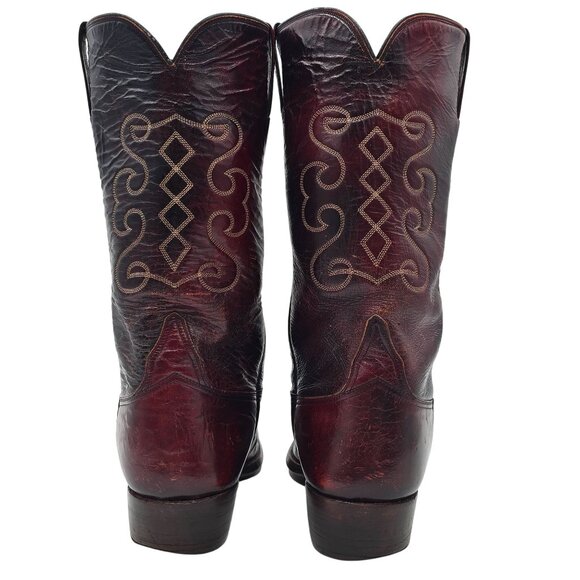 Lucchese San Antonio Exotic Mens 10D Black Cherry Ostrich Cowboy Western Boots - Picture 3 of 14